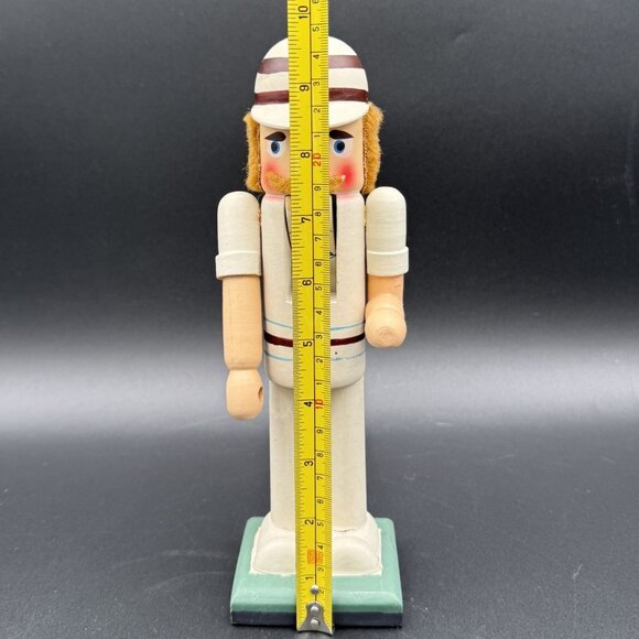 Wooden Nutcracker Wooden Figurine White & Brown Design 10" Holiday Christmas - Picture 7 of 8